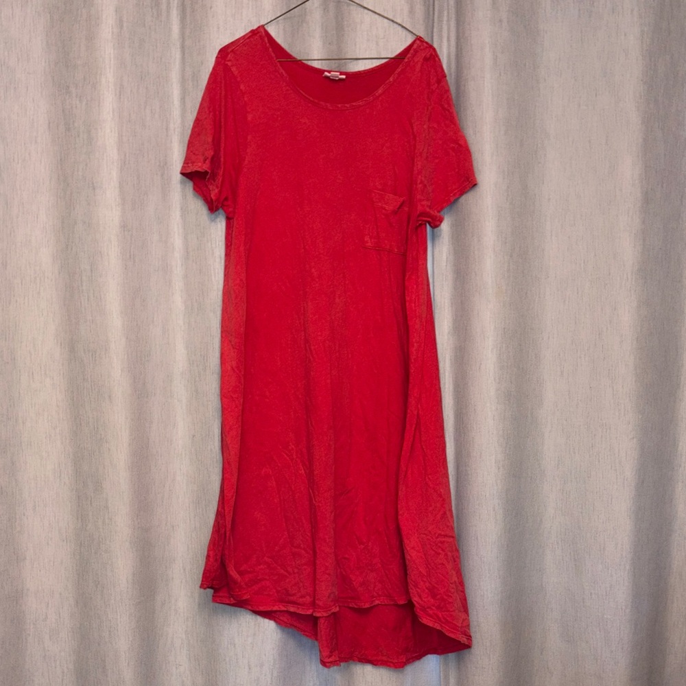 LuLaRoe Vibrant Red Acid Wash High-Low Carly Dress